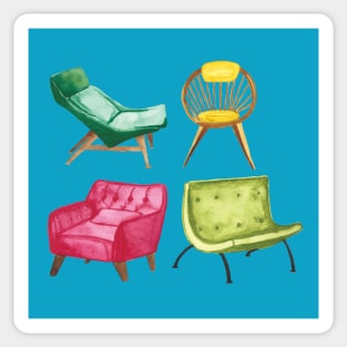 Mid century modern chairs Sticker